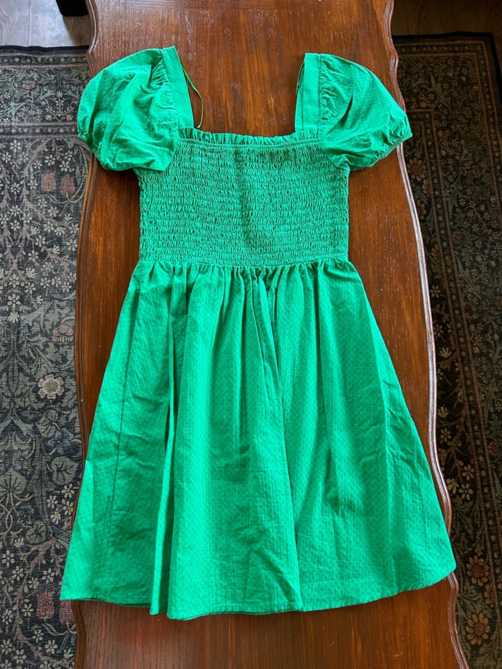 Copper Key Emerald Green Puff-Sleeve Mini Dress